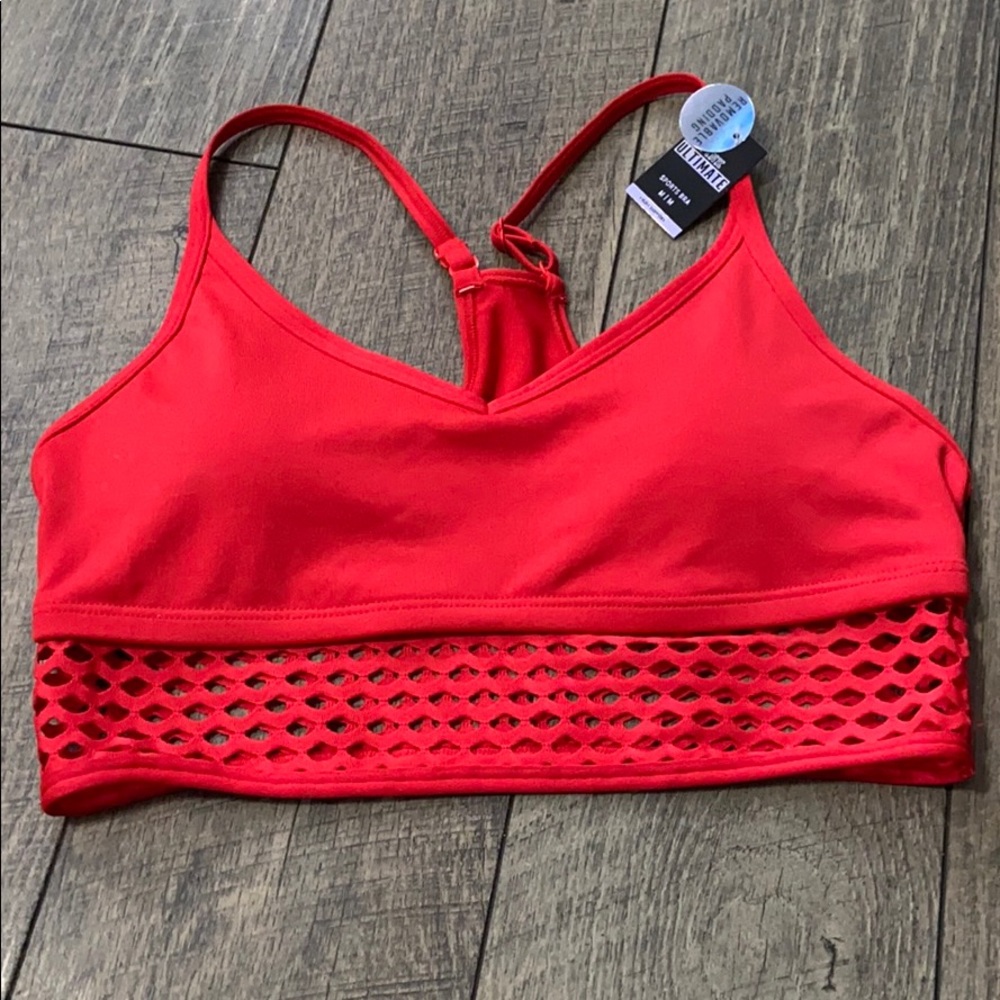 Red sports bra